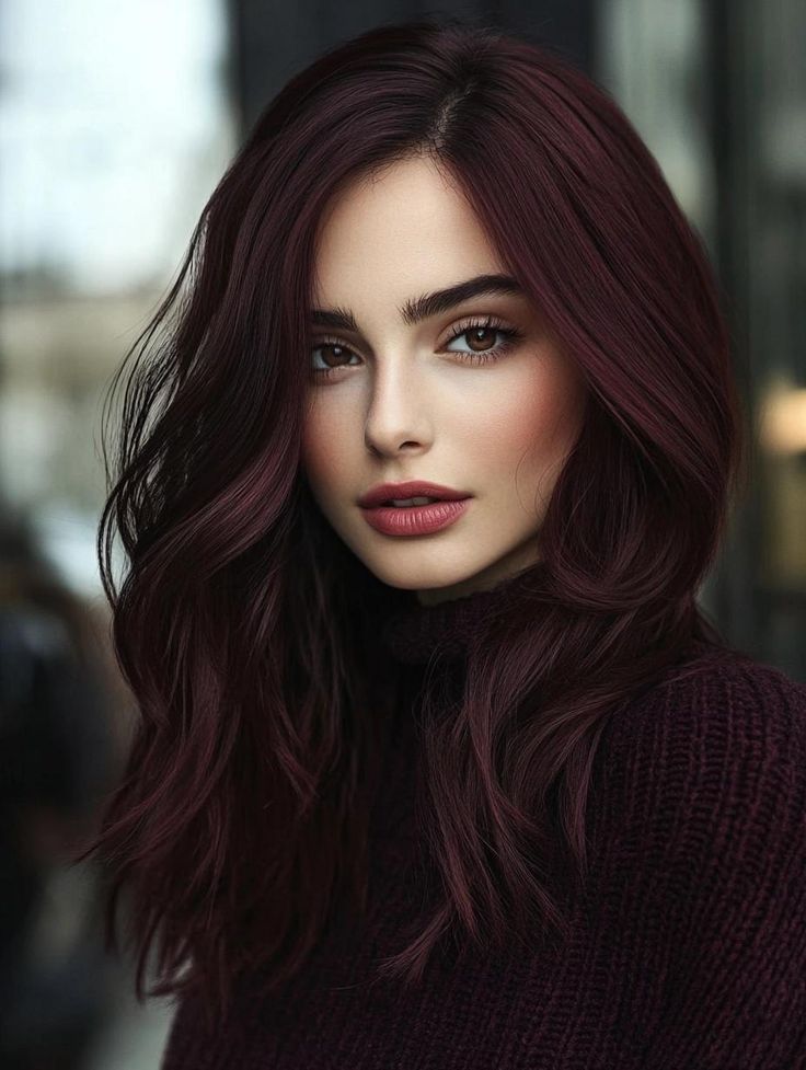 Dark Fall Hair Colors: Embrace Rich and Warm Autumn Tones Dark Hair Fair Skin Makeup, Deep Cool Brown Hair, Hair Color For Professional Women, Dark Cranberry Hair, Fall Hair Color For Brunettes With Red, Cherry Chestnut Hair, Auburn Dimensional Hair, 2024 Autumn Hair Trends, Dark Red Hair Color Ideas For Brunettes