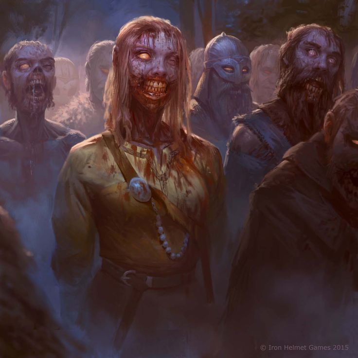 a group of zombies with blood on their faces