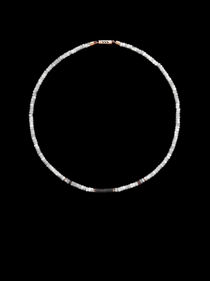 Measurements: 16 in / 40.6 cm / 3.5 mm Composition: Mother of pearl, coco shell, 14k Rose Gold, black enamelingMade in India FINAL SALE Black Enamel, Instagram Shop, Gold Black, Mother Of Pearl, Final Sale, Coco, Shells, Composition, Rose Gold