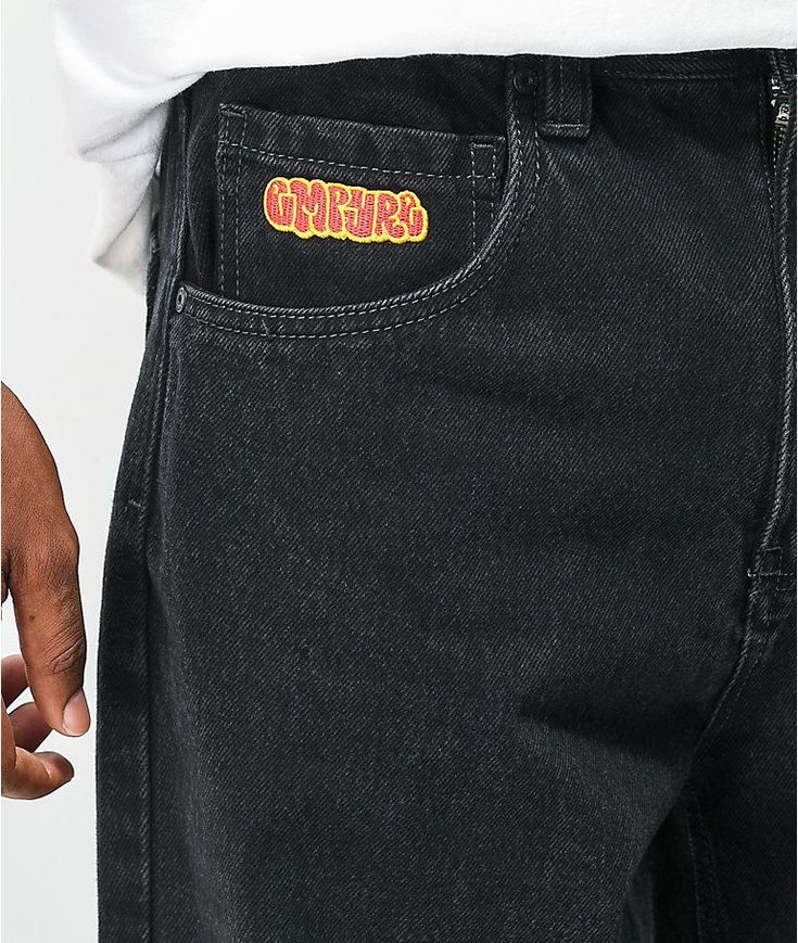 Empyre Loose Fit Black Shmutz Wash Skate Jeans | Zumiez Baggy Clothes Aesthetic Boy, Chicano Outfits, Drip Pants, Skater Boy Clothes, Skater Clothes, Baggy Clothes Aesthetic, Custom Jeans Diy, Empyre Jeans, Custom Jean Jacket