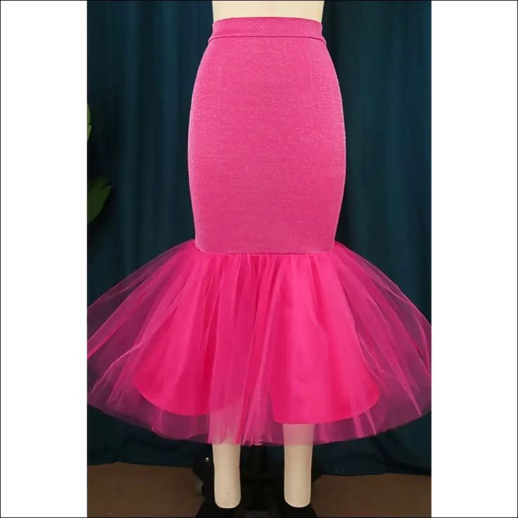 Elevate your wardrobe with this flirty, flared midi skirt that shows off your curves and brings a fierce flair to any ensemble! Featuring a high-waisted fit with a zip-up closure, this statement skirt is sure to turn heads - even when you don't mean to! Let your skirt do the talking. #YouCarryTheSkirt Ships Worldwide Decoration Zip Up Fabric Slight Stretch Fabric Type Blended fabrics , Mesh Material Polyester Type Skirt Pattern Type Patchwork Season Summer Feminine Stretch Skirt For Party, Spring Party Maxi Skirt With Voluminous Skirt, Spring Party Voluminous Maxi Skirt, Trendy Flare Skirt For Spring, Pink Stretch Pencil Skirt For Party, Trendy Fitted Flare Skirt, Summer Party Flared Skirt, Feminine Party Pencil Skirt With Lining, Trendy Fitted Pencil Skirt For Party