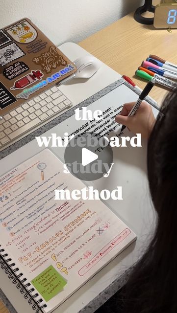 a woman is writing on her notebook with the words, what's in the card study method