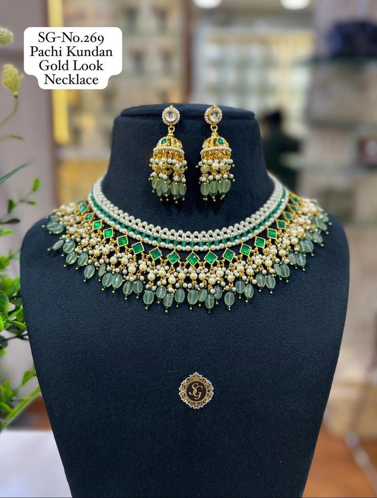 Description :- Mint Bridal Necklace Jhumka Earrings Polki choker Necklace Indian Wedding Jewelry Pakistani Bridal jewelry Punjabi Jewelry Gift yourself a royal look with this perfectly crafted necklace set from Manalisstudio. Crafted with high quality stones, it is impressive in design. The green enamel artwork adds perfect texture to the design. Perfect for weddings and festivities, this antique necklace set should be put on with your favorite sari or lehenga. 100% Satisfaction. Long Lasting Pl Choker Necklace Indian, Punjabi Jewelry, Polki Choker, Indian Choker Necklace, Pakistani Bridal Jewelry, Jewelry Pakistani, Necklace Indian, Indian Jewelry Sets, Indian Wedding Jewelry