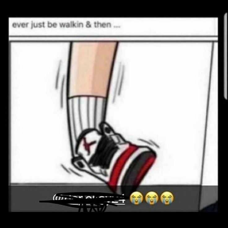 an animated image of someone's feet with socks on, and the caption says never just be walkin & then