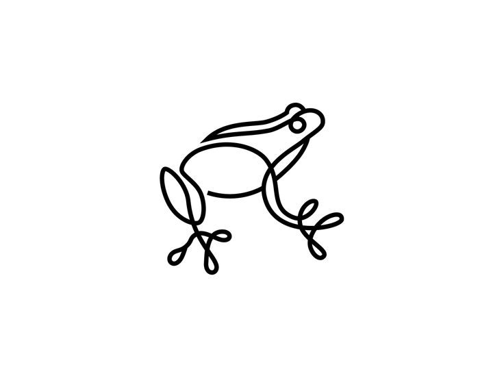 a black and white line drawing of a frog