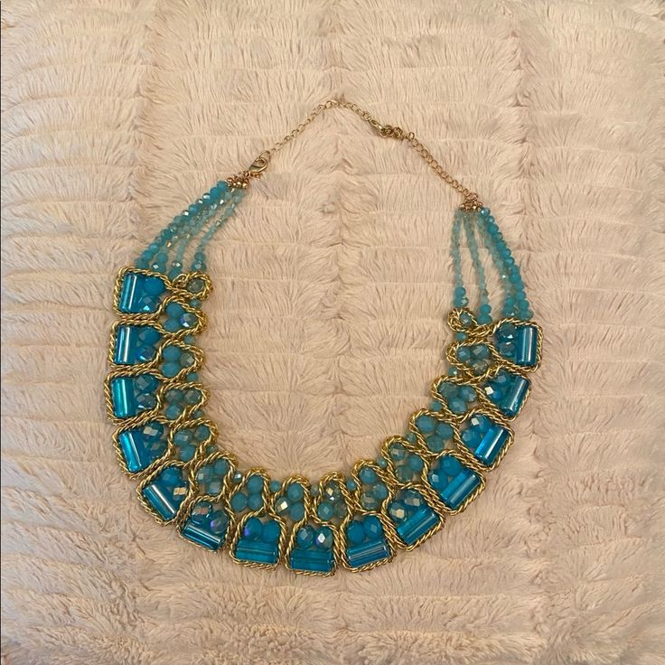 Nwot Beautiful, Substantial Turquoise And Gold Beaded Necklace By Natasha Extender Clasp Gold Beaded Necklace, Turquoise Beaded Necklace, Turquoise And Gold, Turquoise Bead Necklaces, Gold Bead Necklace, Couture Jewelry, Turquoise Beads, Gold Beads, Blue Gold