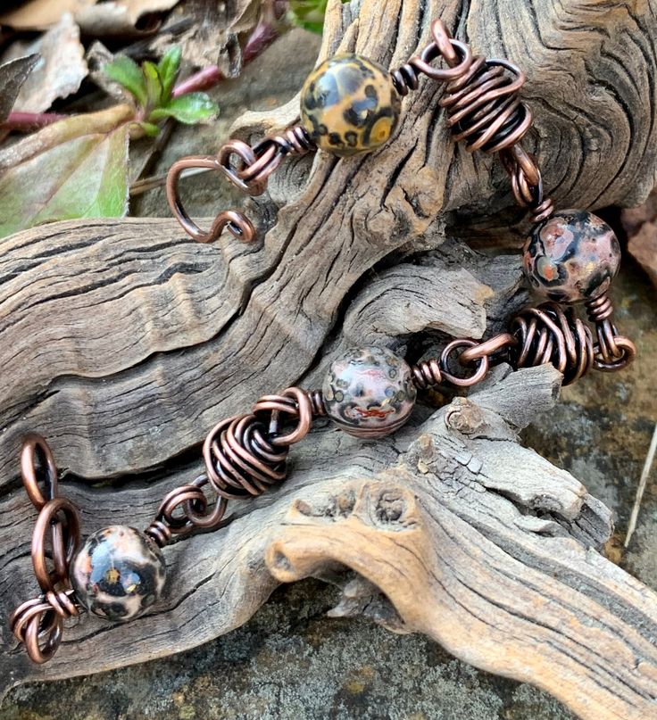 Handmade Leopard Skin Jasper and Copper Bracelet Cold Connections, Leopard Skin Jasper, Copper Work, Copper Bracelets, Copper Jewelry Handmade, Leopard Skin, Beads Bracelet Design, Bracelet Design, Unique Bracelets