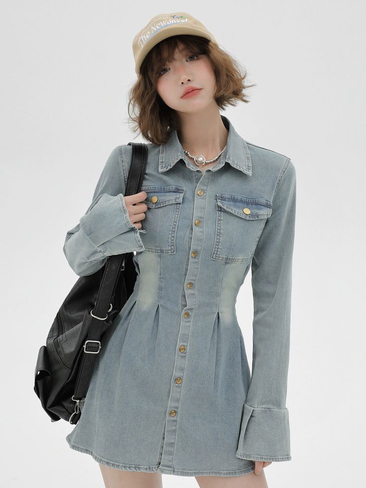 ❤︎American retro denim dress suit❤︎ Vintage Denim Dress, Dress Suit, Dress Set, Dress Suits, Spring And Autumn, Skirt Pants, Vintage Denim, American Vintage, Set Dress