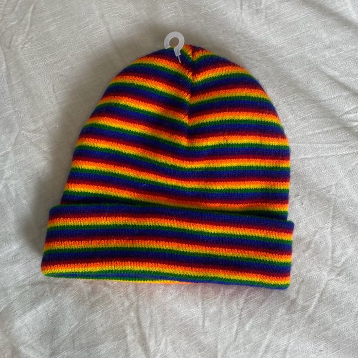 Brand New Striped Beanie Hat With Tag Still Attached! Trendy Multicolor One Size Beanie, Colorful Casual Beanie Hat, Colorful Casual Hat, One Size Fits Most, Multicolor Brimmed Beanie, One Size Fits Most, Multicolor Brimmed Beanie One Size, Multicolor Brimmed Beanie (one Size Fits Most), Casual Multicolor Beanie One Size, Casual Hats From Urban Outfitters, One Size Fits Most, Urban Outfitters Casual Hats, One Size Fits Most