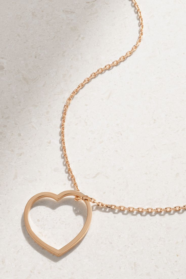 Repossi's necklace is part of the label's 'Antifer' collection named after Normandy's breath-taking cliffs. It's cast from 18-karat rose gold and strung with a sweet heart pendant, which can be removed and styled as a ring too. Valentine's Day 14k Gold Pendant Necklace, Rose Gold Heart Pendant Necklace Fine Jewelry, Fine Jewelry Rose Gold Necklace With Heart Charm, Rose Gold Heart Charm Fine Necklace, Rose Gold Fine Jewelry Necklaces With Heart Charm, 14k Gold Pendant Necklace For Valentine's Day, Luxury Heart Pendant Necklace For Valentine's Day, Luxury White Gold Necklace For Valentine's Day, 14k Gold Heart Cut Necklace With Adjustable Chain