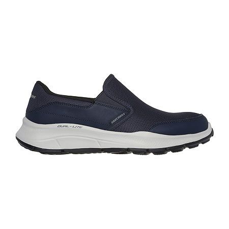 Find the perfect blend of easy-wearing style and comfort with Skechers relaxed fit: Equalizer 5. 0 - persistable. This laceless fit vegan style features a mesh and synthetic upper with a cushioned Skechers air-cooled memory foam insole. Features: Memory Foam, ComfortClosure Type: Slip-OnFootwear Technology: Memory Foam InsoleUpper/Outer Base Material: 55% Textile, 45% SyntheticShoe Lining Material: PolyesterSole Material Content: 100% EvaCountry of Origin: Imported Navy Slip-on Sneakers With Cushioned Footbed, Navy Slip-on Sneakers For Outdoor, Navy Slip-on Comfortable Sneakers, Comfortable Navy Sneakers With Cushioned Footbed, Navy Low-top Sneakers With Arch Support, Sporty Navy Walking Shoes With Cushioned Footbed, Navy Sporty Sneakers With Arch Support, Navy Synthetic Sneakers For Outdoor, Navy Synthetic Outdoor Sneakers