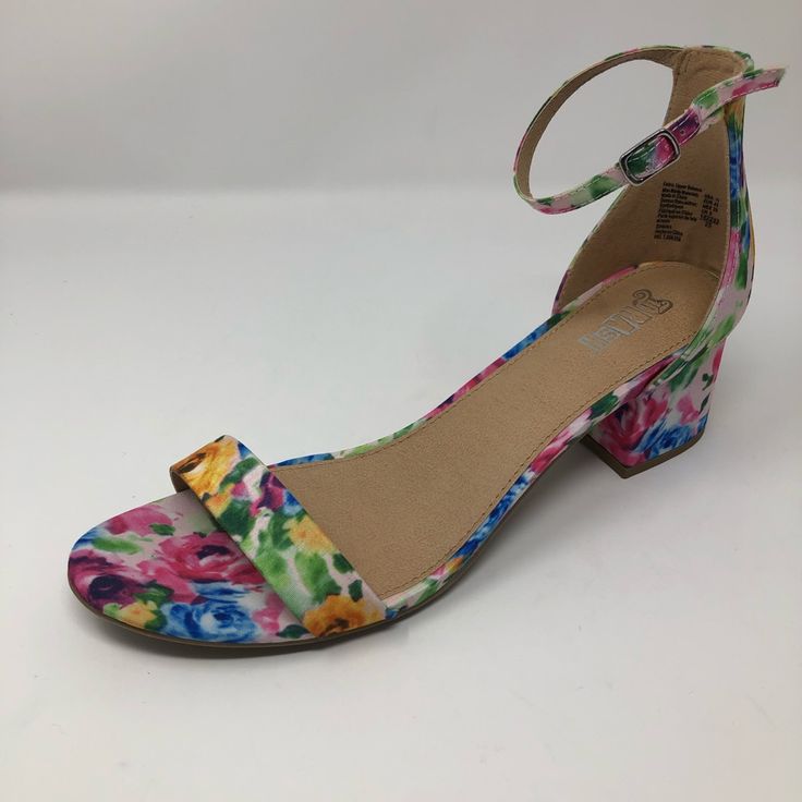 New Brash Naomi Block Heel Sandals Covered With A Multi Color Flower Pattern. Comes New With Box Casual Ankle Strap Sandals With Floral Print, Summer Floral Print Open Toe Sandals, Casual Floral Print Ankle Strap Sandals, Multicolor Block Heel Sandals For Spring, Vacation Heels With Floral Print And Round Toe, Beach Sandals With Floral Print And Synthetic Material, Casual Open Toe Sandals With Floral Print, Spring Beach Sandals With Floral Print, Trendy Floral Print Sandals For Summer