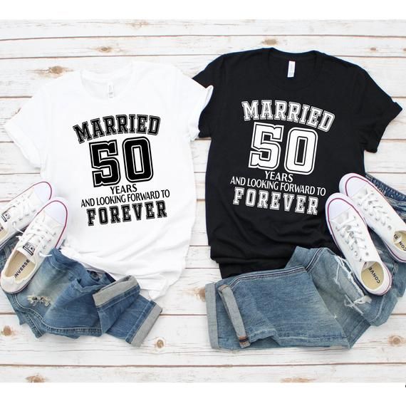 two t - shirts that say married and forever