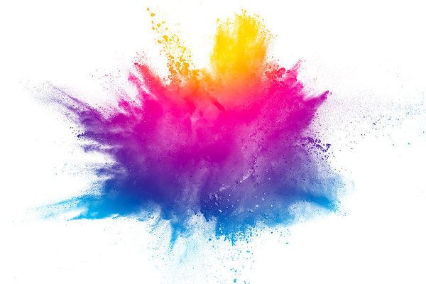 colorful powder explosion on white background