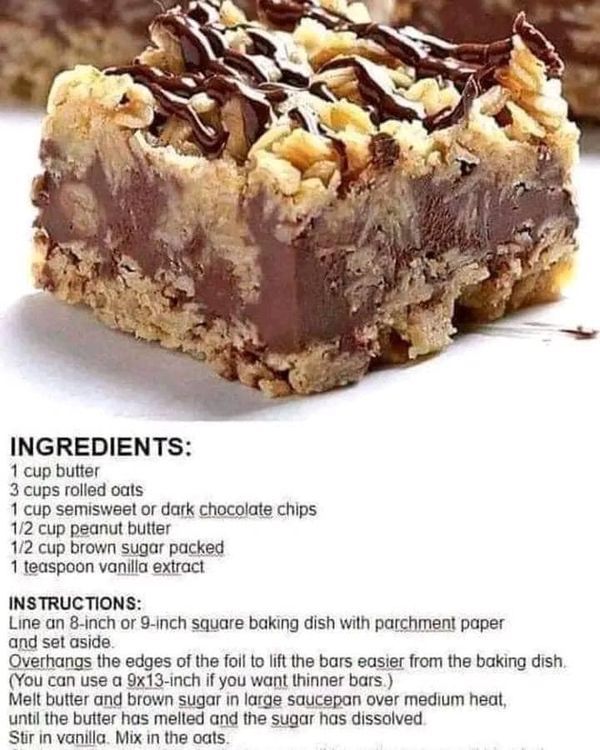 a recipe for chocolate peanut butter bars on a white background with information about the ingredients