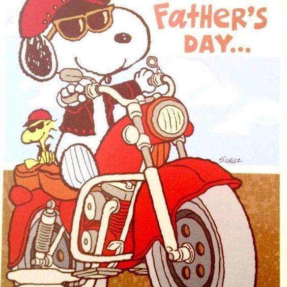 a drawing of a dog on a motorcycle with the caption father's day