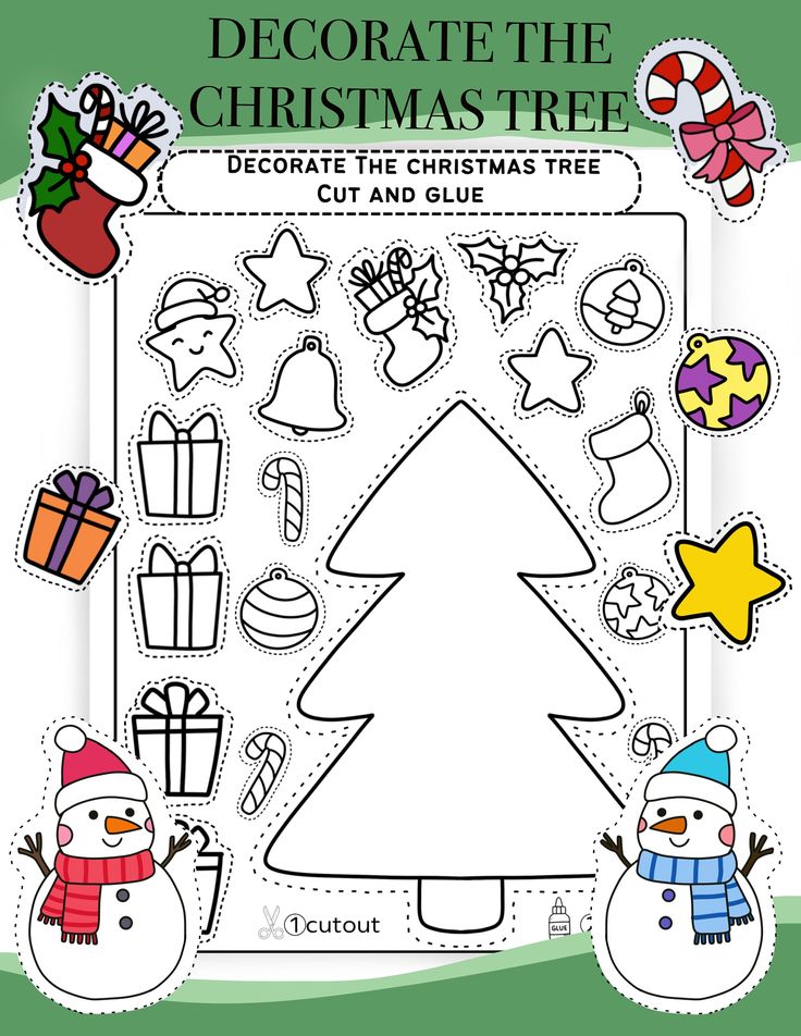 the christmas tree cut and glue activity for kids to make it look like they're ready