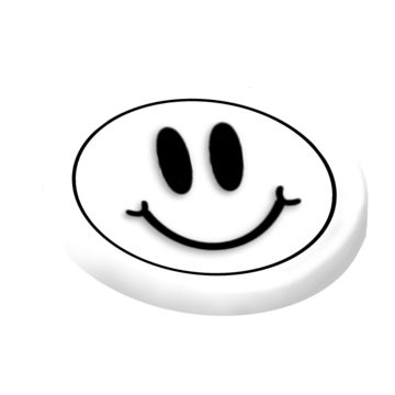 a white button with a smiley face drawn on it