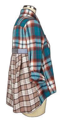 a mannequin wearing a blue and brown plaid shirt