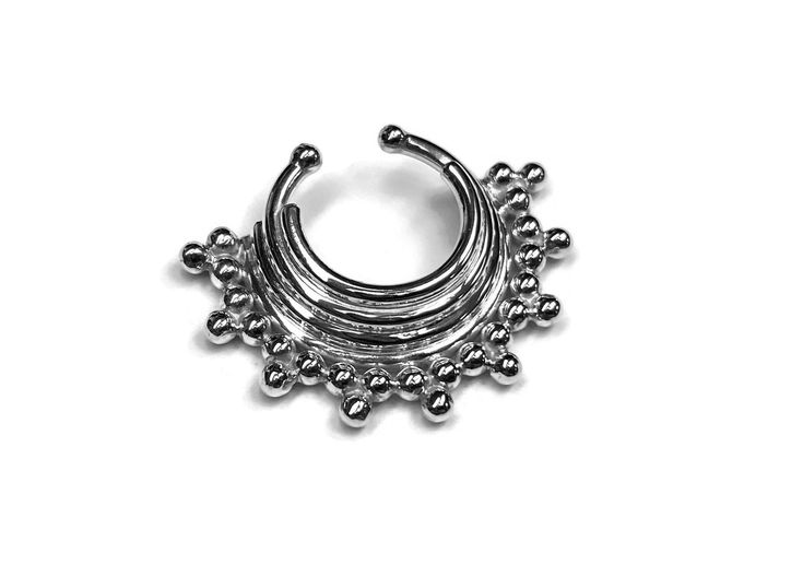 Scared of commitment? Needles make you nervous? Fear not! Get the look without the pain with this sweet little sterling silver septum ring! Easy to wear, the ring has smooth ends to snugly clip onto your septum. It is made from 16 gauge wires and is made to look layered. The ring has an inside diameter of about 9mm and is finished with a high polish. Check out my other fake septum rings here: https://www.etsy.com/shop/DinanRings?section_id=16588436&ref=shopsection_leftnav_5 Thanks for lookin Handmade Adjustable Sterling Silver Body Jewelry, Adjustable Nickel-free Septum Ring, Adjustable Nickel-free Silver Body Jewelry, Adjustable Nickel Free Silver Body Jewelry, Adjustable Sterling Silver Hoop Septum Ring, Adjustable Hypoallergenic Sterling Silver Nose Rings, Adjustable Round Bohemian Nose Rings, Bohemian Nickel-free Round Septum Ring, Bohemian Adjustable Septum Ring As Gift