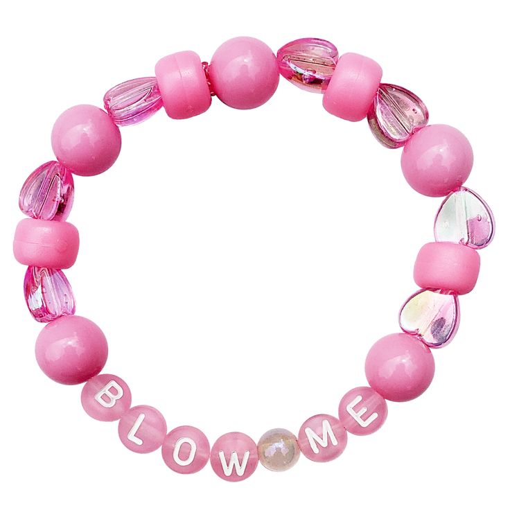 Accent your look with a cheeky pop of pink Stretchy letter bracelet with pink gumball themed beads Personalized Pink Novelty Charm Bracelet, Trendy Pink Beaded Charm Bracelet, Personalized Pink Novelty Bracelets, Personalized Pink Charm Bracelet, Pink Novelty Stretch Bracelet For Birthday, Novelty Pink Stretch Bracelet For Birthday, Playful Pink Bracelets With Round Beads, Pink Beaded Name Bracelet For Birthday, Trendy Pink Charm Bracelet For Friendship