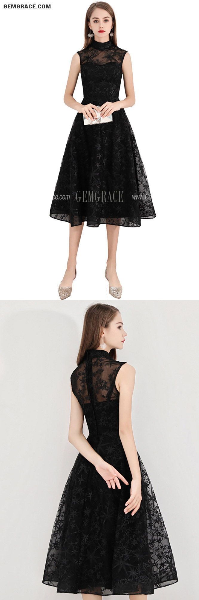 10% off now|Free shipping world-wide. Retro Black Lace Tea Length Party Dress Sleeveless With High Neck at GemGrace. Click to learn our pro custom-made service for wedding dress, formal dress. View #HomecomingDresses for more ideas. Sleeveless Lace Dress For Evening, Elegant High Neck Lace Dress, Elegant Sleeveless Lace Party Dress, Elegant Sleeveless Lace Dress For Party, Sleeveless Lace Dress For Prom Party, Evening A-line Sleeveless Lace Dress, Sleeveless Lace Prom Dress, Party Midi Dress With Lace Collar, Sleeveless Lace Dress For Prom