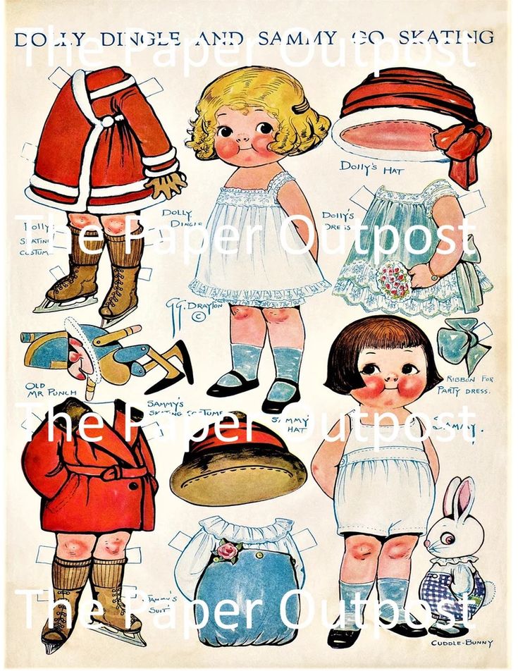 an old children's sewing pattern from the early 1900's, featuring dolls and costumes