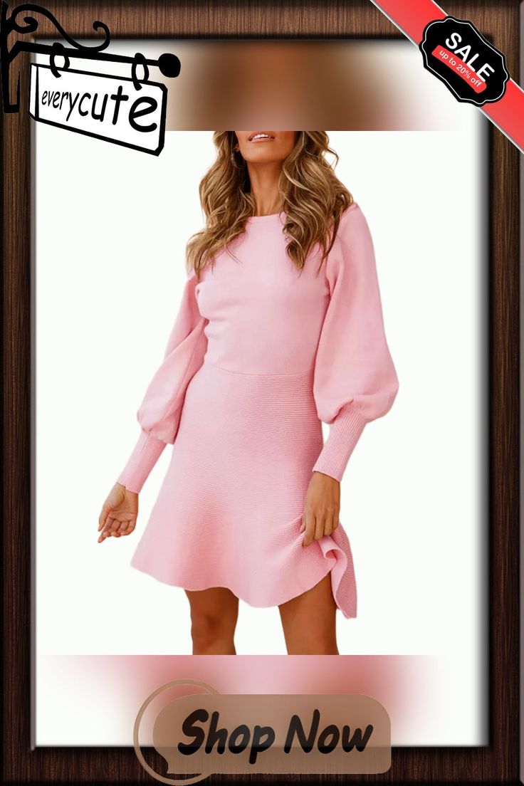 Pink Knit Slim Fit Long Sleeve Sweater Dress Winter Stretch Knitted Mini Dress, Winter Knitted Stretch Mini Dress, Knitted Stretch Mini Dress For Winter, Solid Color Mini Sweater Dress For Winter, Winter Solid Color Mini Sweater Dress, Winter Sweater Dress In Solid Color, Fall Solid Color Knee-length Sweater Dress, Winter Mini Sweater Dress In Solid Color, Trendy Long Sleeve Knit Sweater Dress