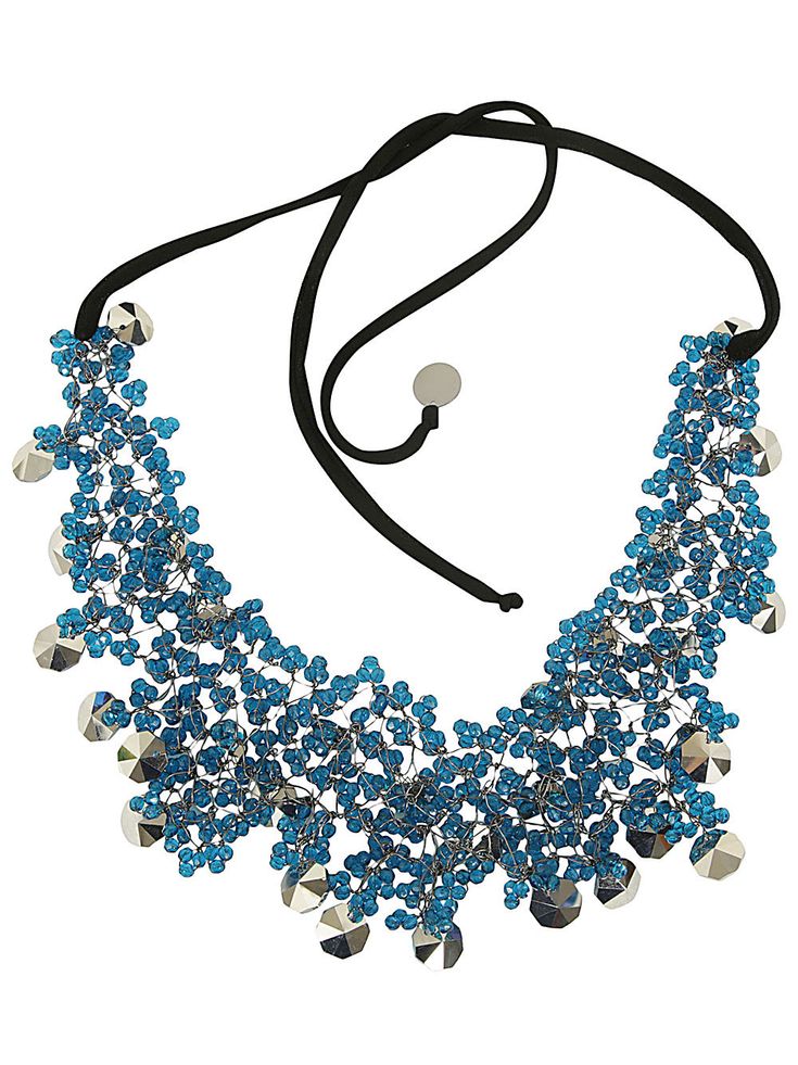 Crystals Necklace from Maria CalderaraComposition: 100% Glass Adjustable Luxury Necklaces For Party, Evening Beaded Necklaces, Beaded Round Necklaces For Evening, Round Beaded Evening Necklaces, Elegant Adjustable Embellished Necklaces, Luxury Silver Embellished Jewelry, Luxury Embellished Silver Jewelry, Embellished Choker Necklace, Luxury Embellished Necklaces For Party