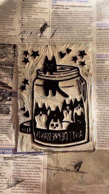 an altered photo of a jar with cats in it and the words anti depressanii