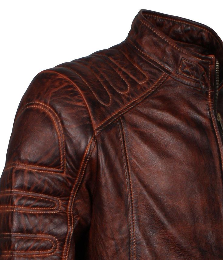 Alex Gear | Men's Dark Brown Padded Waxed Genuine Leather Motorcycle Jacket Classic Brown Biker Jacket For Outdoor, Brown Leather Biker Jacket For Outdoor, Outdoor Brown Leather Biker Jacket, Brown Leather Jacket With Padded Collar For Outdoor, Brown Biker Jacket With Zipper Closure For Outdoor, Rugged Brown Leather Jacket With Padded Collar, Brown Cafe Racer Biker Jacket For Biker Events, Rugged Fitted Brown Biker Jacket, Rugged Brown Fitted Biker Jacket