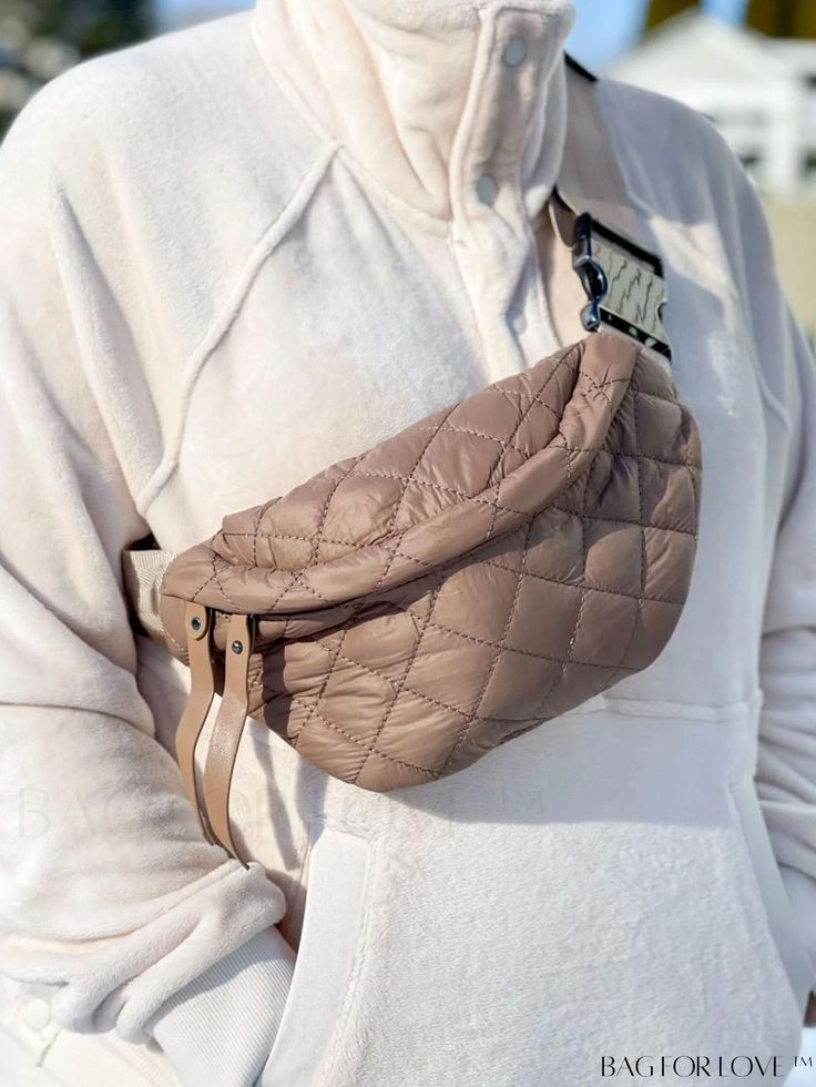 BagForLove - Quilted Waist Bag with Zipper - Stylish & Functional Quilted Belt Bag, Brown Messenger Bag, Neoprene Bag, Mom Bags, Orange Interior, Leather Sling Bag, Bag With Zipper, Lightweight Bag, Brown Pattern