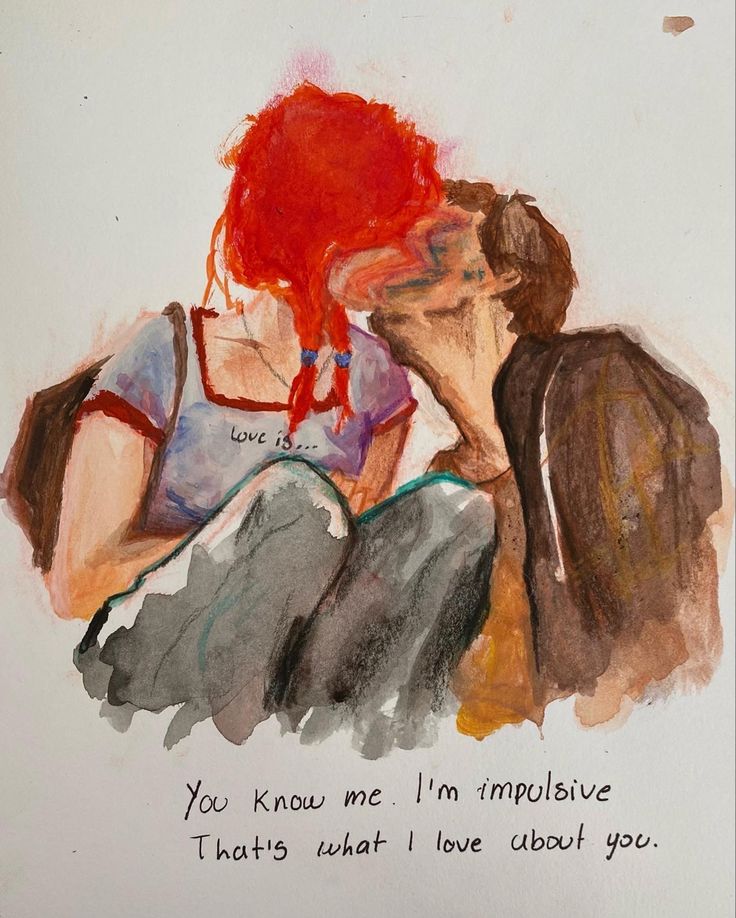 a drawing of two people sitting next to each other with the words you know me i'm impplisitive, thats what i love about you