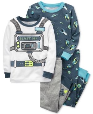 Carter's 4-Pc. Cotton Blast Off Pajama Set, Little Boys (4-7) & Big Boys (8-20) - Multi 4 Neon Astronaut, Baby Shower Ideas For Girls Themes, Baby Boy Pajamas, Cotton Pjs, Carter Kids, Carters Baby Boys, Cotton Pajama Sets, Carters Baby, Boys Pajamas