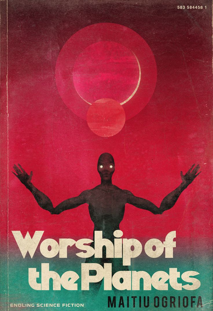 a book cover for worship of the planets with an image of a man holding his hands out