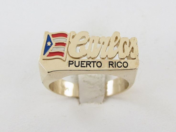 Carlos Men's Name Ring 14k Yellow Gold Puerto Rico National Flag  11 mm Wide by KaratCarat on Etsy https://www.etsy.com/listing/508282125/carlos-mens-name-ring-14k-yellow-gold Flags With Names, Engraved Locket, Gold Heart Locket, Name Ring, Name Rings, Flag Sizes, Men's Jewelry Rings, National Flag, White Enamel