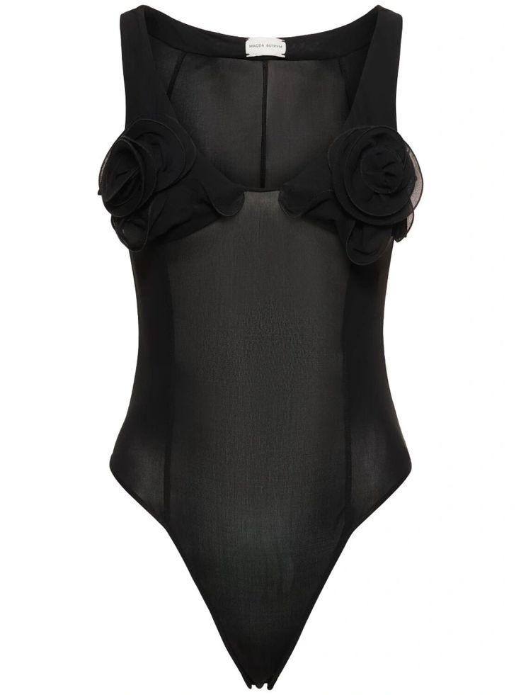 Stretch jersey bodysuit - Magda Butrym - Women | Luisaviaroma Hi Fashion, Versace Brand, Magda Butrym, Sleeveless Bodysuit, Shearling Jacket, Ski Wear, Black Bodysuit, Black Stretch, Fashion Details