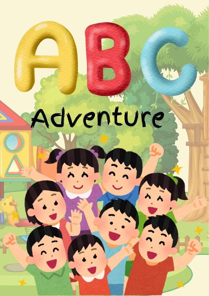 the children are standing in front of an abc and c sign with their hands up