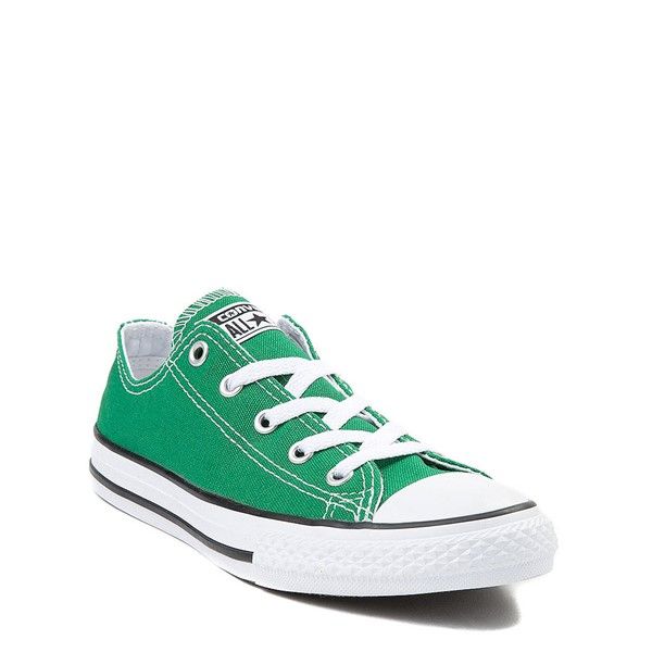 Lace up Classic Converse style for the younger courtsters! You're never too old or young for the original Chucks from Converse, featuring breathable canvas uppers with signature rubber cap toe. Sporty Cotton Skate Shoes With Rubber Sole, Green Cotton Sneakers For Streetwear, Green Cotton Streetwear Sneakers, Cotton Skate Shoes With White Sole For Sports, Green Low-top Canvas Shoes, Cotton Lace-up Skate Shoes For Sports, Green Cotton Sneakers For Spring, Lace-up Cotton Skate Shoes For Sports, Green Low-top Canvas Shoes With Vulcanized Sole