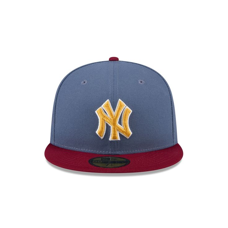 The New York Yankees Deep Blue 59FIFTY Fitted Cap features an embroidered Yankees logo at the front panels with a matching MLB Batterman logo at the rear. Additional details include a 100th Anniversary patch at the right-wear side and a green undervisor. Atlanta United Fc, Columbus Crew, Yankees Logo, All Nba Teams, Fc Dallas, Atlanta Hawks, 100th Anniversary, Utah Jazz, San Diego Padres