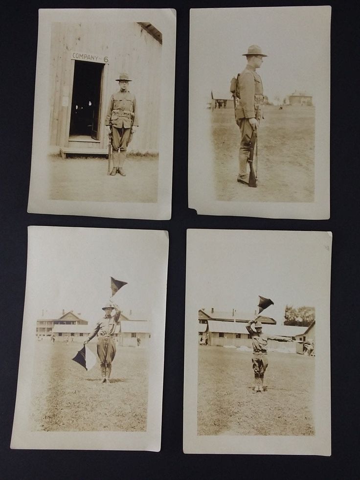 four old black and white photographs of soldiers