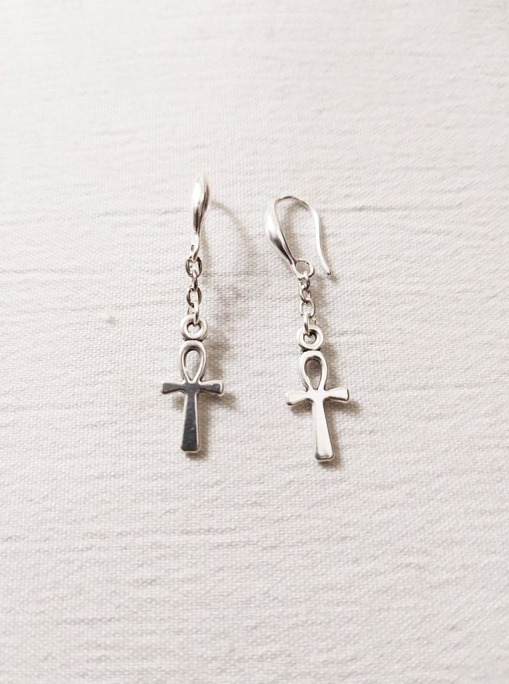 "◆ Earrings with Ankh cross The earrings are long 1.5748 inches and are silver plated, The product is handmade with great care. ♡ In my shop there are many handmade jewels for all tastes, come and look at them you are welcome! ♡ -------------------------------------------------------------------------- The Ankh cross is perfect to wear around the neck and it seems that placing it on the forehead when you are particularly tired or a little melancholy or stressed, this can bring benefits. Furtherm Black Moon Lilith, The Ankh, Ankh Cross, Handmade Jewel, Moon Jewelry, Silver Plated Necklace, Nov 1, Ear Wire, Silver Plate