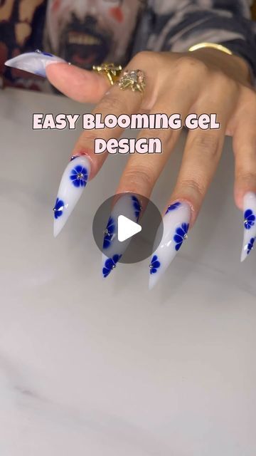 10K views · 1.7K likes | Faviola Ramos on Instagram: "I’ve really had to practice my designs using blooming gel! Sometimes the dots and lines don’t want to do what I want them to do lol & I have to start over again! So a heads up be patient, & keep practicing ✨  If you don’t have blooming gel, you can use base coat! It might take a little longer to bloom but it works just as well 💁🏻‍♀️  @nailsblingedsupply  BLOOMING GEL “faby10”" How To Do Blooming Gel, 3 D Gel Nail Art, Bloom Nail Design, Blooming Gel Nail Art Flower, Blossom Gel Nail Art Designs, Blooming Gel Flower Nails, Blooming Gel Tutorial, Blooming Gel Ideas, Blooming Nails Gel