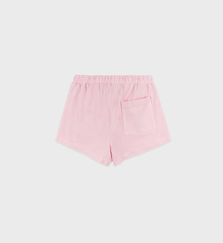 These super-short, heavy jersey shorts feature an elastic waistband, two side pockets and one back pocket. Our shorts are made in Los Angeles where our factory pays its employees above minimum wage + overtime and benefits. - 100% Cotton, 9oz. - Elastic Waistband- Shrink Free- Garment Dyed Basic Shorts With Elastic Waistband, Basic Shorts With Short Inseam, Comfortable Cotton Pajama Shorts With Pockets, Basic Athletic Shorts With Elastic Waistband, Relaxed Fit Shorts With Ribbed Waistband, Basic Relaxed Fit Shorts, Solid Color Pajama Shorts With Pockets, Cotton Pajama Shorts With Ribbed Waistband, Sporty Shorts With Side Pockets