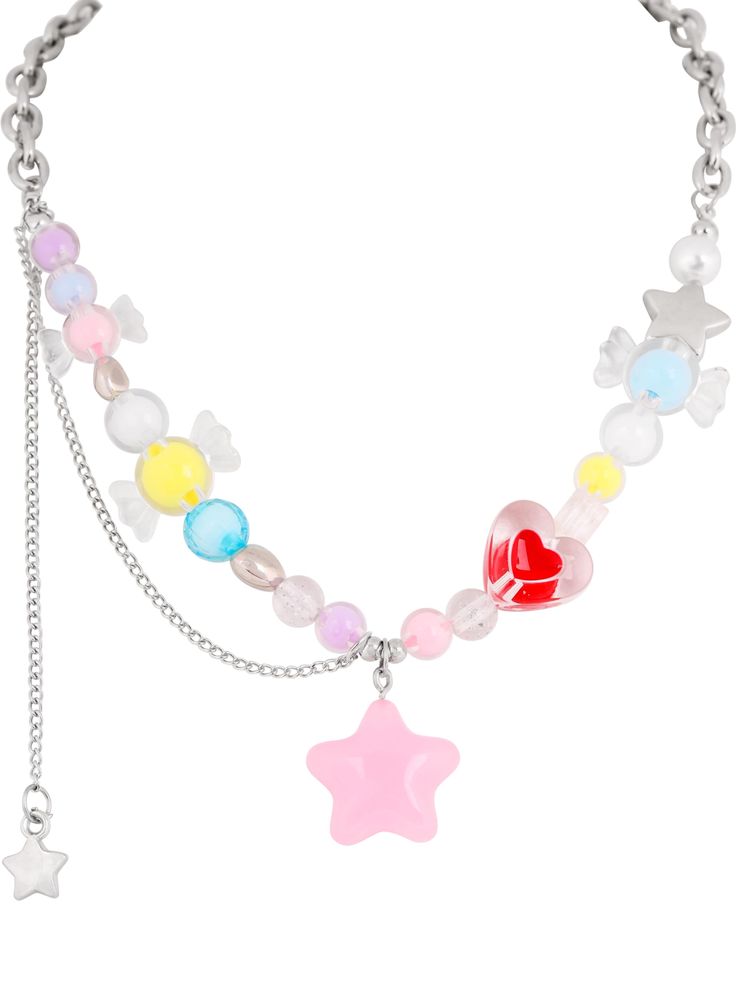 PRICES MAY VARY. Add a sweet final touch to your neck, goes well with any outfit with this kawaii colorful necklace to elevate your look with Y2K cutecore aesthetic Choker style, 16" in length, unique handmade with various funny colorful beads, adjustable fit, lobster clasp closure Star stands for Truth, Spirit, Hope and Divine Power, rock your outfits with this item and spread the vibes wherever you are ABOUT US Our motto is Confidence - if you have it, you can make anything look good. For that Cutecore Accessories, Y2k Cutecore, Aesthetic Choker, Decora Jewelry, Kawaii Beaded Necklace, Y2k Pink Aesthetic, Cutecore Aesthetic, Fairy Kei Jewelry, Handmade Pink Kawaii Charm Necklaces