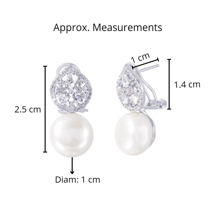 the measurements for pearl and diamond earrings