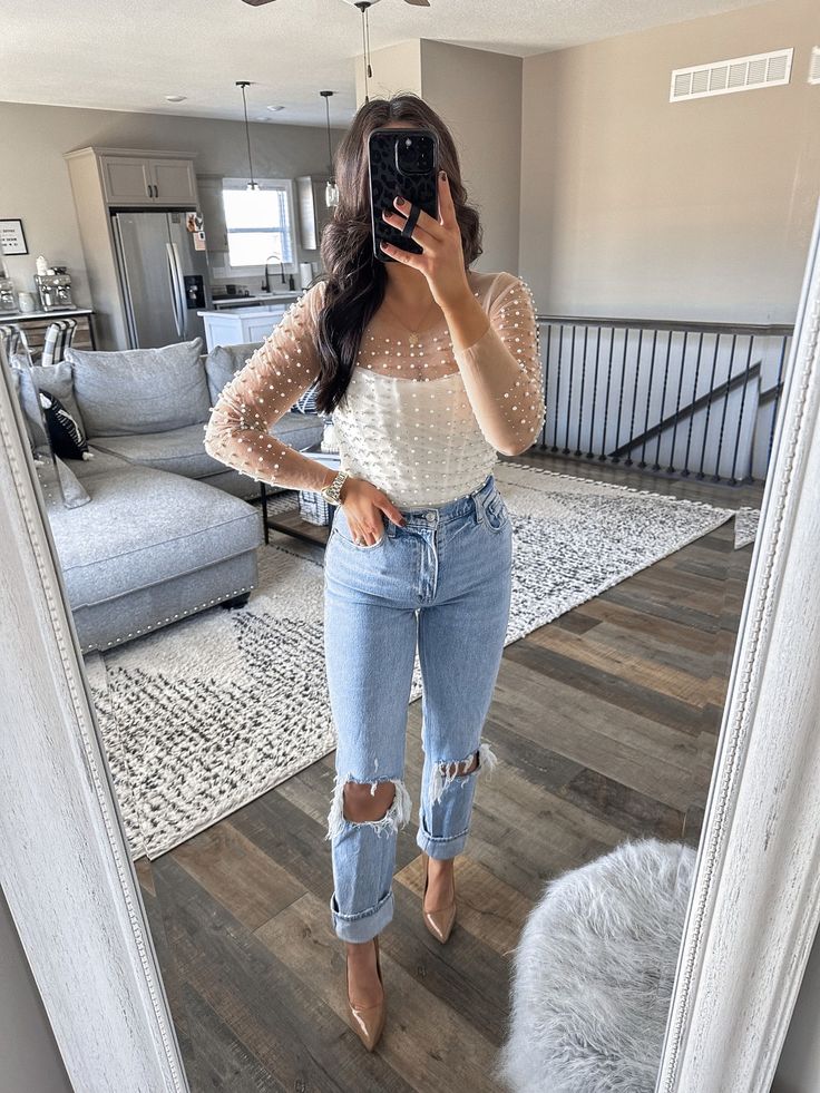 Party Outfit With Jeans, Bachlorette Party Outfits, Bachlorette Outfit, Bride Bachelorette Outfit, Wedding Shower Outfit, Fall Bachelorette, Mesh Top Outfit, Corset And Jeans, Outfit With Jeans