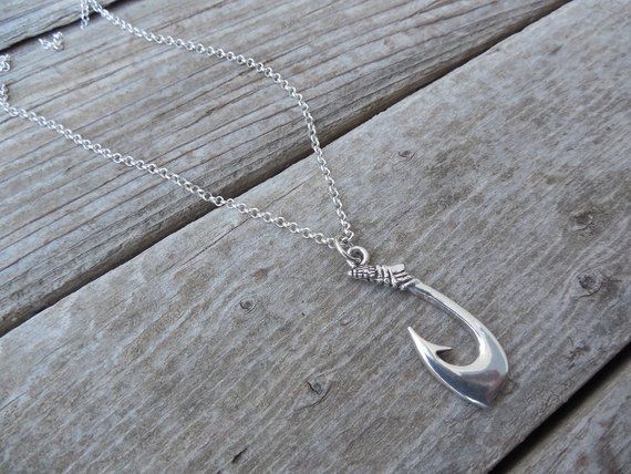 ON SALE Fishing hook necklace in sterling silver Unique Jewelry With Fish Hook For Gift, Adjustable Sterling Silver Fish Hook Jewelry, Sterling Silver Fish Hook Jewelry Gift, Sterling Silver Jewelry With Fish Hook For Gift, Silver Necklaces With Fish Hook For Gift, Silver Necklace With Fish Hook Clasp Gift, Symbol Of Success, Hook Necklace, Fisherman Gifts