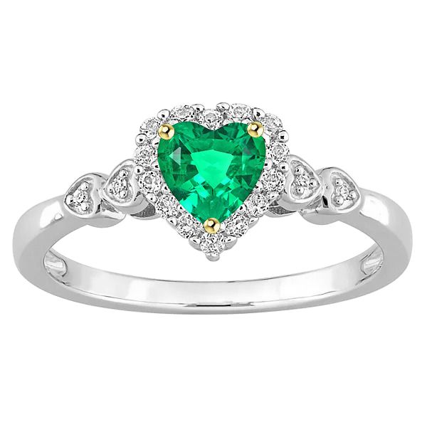 METAL SPECIFICATIONS Two Tone Gold 14K STONE SPECIFICATIONS Stone Name : Green Emerald and Diamond Stone Cut : Heart and Round Cut Stone Details : There is one heart cut green emerald stone in the center approx. 1 carat (Approx. Size 6 x 6 mm) with approx. 1.50 carats of small round cut diamonds on the sides. Crafted with natural earth mined stones. Color : Green/F Clarity : VS1 Quality : AAA Total : Approx. 2.50 Carats RING SPECIFICATIONS Size : 6.5 (Can ship in any size) Appraised Value : $6,903.00 Comes with Certificate Heart-cut Emerald Ring For Formal Occasions, Heart Cut Emerald Ring For Formal Occasions, Green Fine Jewelry Heart Ring For Wedding, Green Heart Cut Rings For Wedding, Green Heart Cut Wedding Rings, Green Diamond Heart Cut Ring, Heart-shaped Emerald Rings For Wedding, Heart Cut Emerald Ring With Diamond, Fine Jewelry Green Heart Ring For May Birthstone