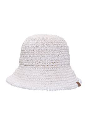 Crafted from lightweight and breathable paper straw, this hat combines fashion and comfort effortlessly. The intricate crochet detailing adds a touch of texture and sophistication, making it a chic choice for sunny days. With its wide brim, it offers excellent sun protection while keeping you cool and stylish. | Lauren Ralph Lauren Women's Paper Straw Crochet Bucket Hat, White Spring Beach Hat With Open Weave, Trendy Crochet Sun Hat, White Woven Straw Hat For Spring, White Woven Summer Hat, White Straw Bucket Hat With Wide Brim, Summer White Woven Panama Hat, Spring Woven Straw Cloche Hat, White Wide Brim Straw Bucket Hat, Woven Cloche Hat For Summer